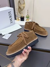 LOEWE 26S ANKLE BOOTS IN CARAMEL BROWN SUEDE