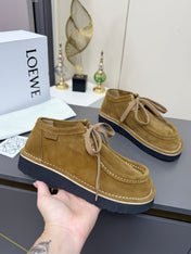 LOEWE 26S ANKLE BOOTS IN OLIVE BROWN SUEDE