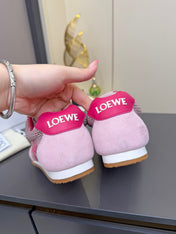 LOEWE 26S RUNNER 2.0 SNEAKERS IN PINK SUEDE AND MESH FABRIC