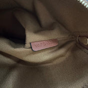 SMALL POUCH 25 IN BLACK TRIOMPHE CANVAS AND BROWN CALFSKIN WITH CELINE PRINT