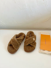 LV BLISS COMFORT MULE IN CHOCOLATE BROWN SHEARLING