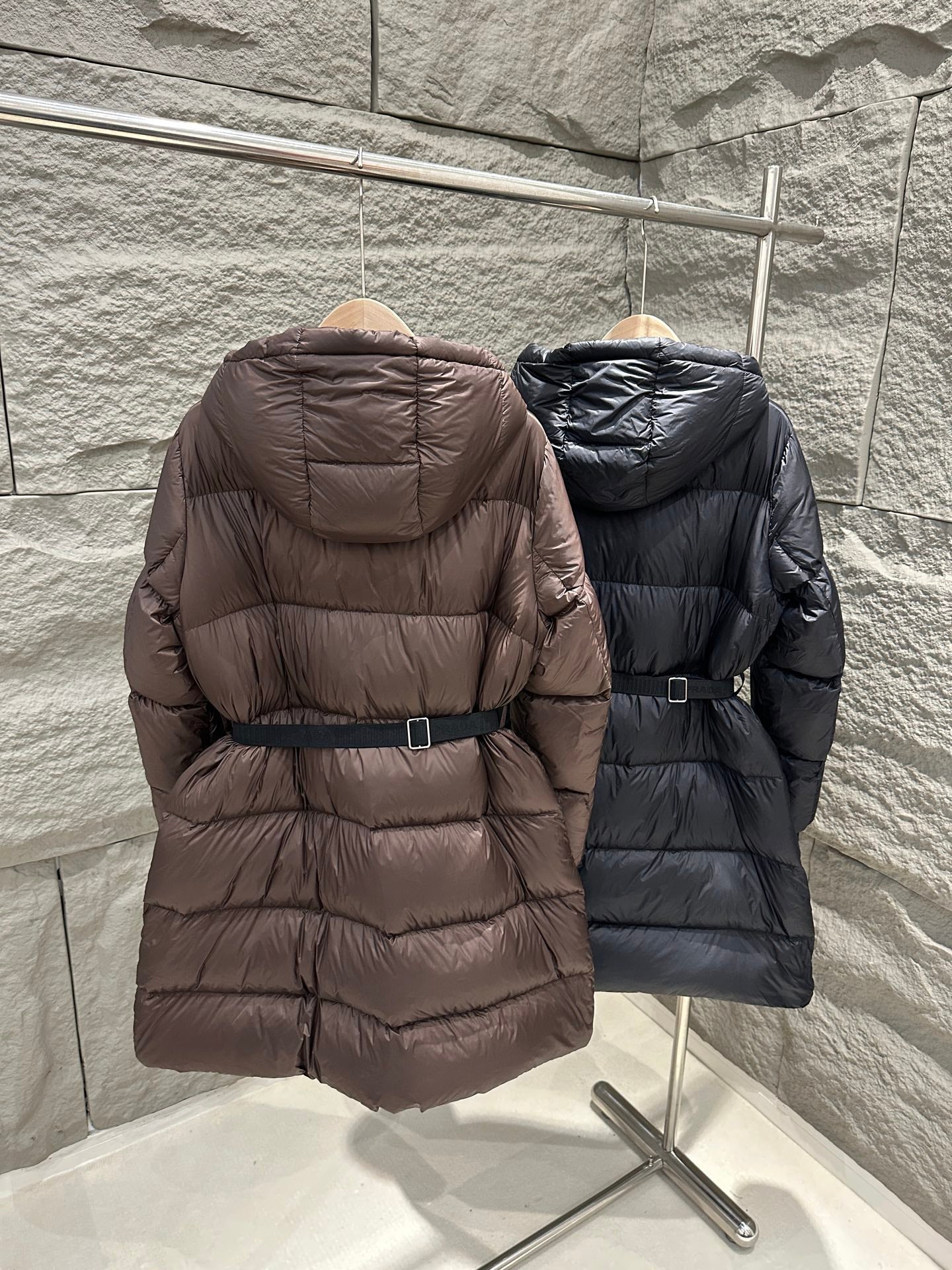 PRADA 25S LONG DOWN COAT WITH HOOD 226