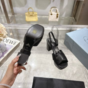 PRADA 25S HIGH-HEEL SANDALS 85 MM IN BLACK LAMBSKIN
