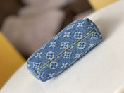 LV 25S HILLS POCHETTE 20 IN BLUE MONOGRAM DENIM CALFSKIN LEATHER STRAP