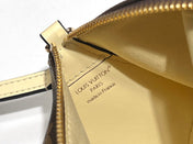 BLOOM POUCH 22 IN BROWN MONOGRAM CANVAS AND PASTEL YELLOW CALFSKIN SIDES