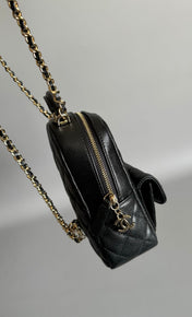 CC MINI 18 BACKPACK BLACK CAVIAR LIGHT GOLD HARDWARE
