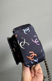 CC BACKPACK 18CM BLACK & MANY OTHER COLORS PRINTED FABRIC GOLD HARDWARE