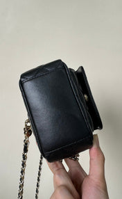 CC MINI 18 BACKPACK BLACK LAMBSKIN LIGHT GOLD HARDWARE