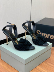 HIGH SANDAL 10 CM IN BLACK SUEDE