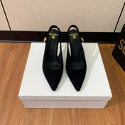 BALMAIN 26S SLINGBACK 95 MM IN BLACK SUEDE