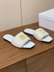 BALMAIN 26S SANDALS IN WHITE WOOL AND CALFSKIN