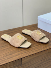 BALMAIN 26S SANDALS IN BEIGE WOOL AND CALFSKIN