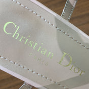 HIGH HEEL EMBROIDERED SANDAL IN LIGHT PINK CALFSKIN AND WOVEN STRAPS