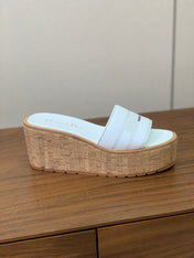 DIOR 25S DWAY WEDGE SLIDE 90 MM IN WHITE CALFSKIN