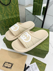 PLATFORM SLIPPERS IN SAND BROWN IMPORTED TPU