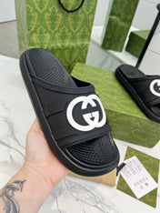 PLATFORM SLIPPERS IN BLACK IMPORTED TPU