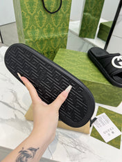 PLATFORM SLIPPERS IN BLACK IMPORTED TPU