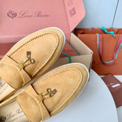 Loro Piana Dark Beige Suede Summer Charms Walk Loafers