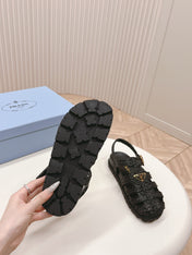 PRA RUBBER FISHERMAN SANDALS BLACK LAMBSKIN