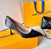 BLOSSOM PUMP 75 MM IN BLACK IMPORTED STRIPED SILK SATIN