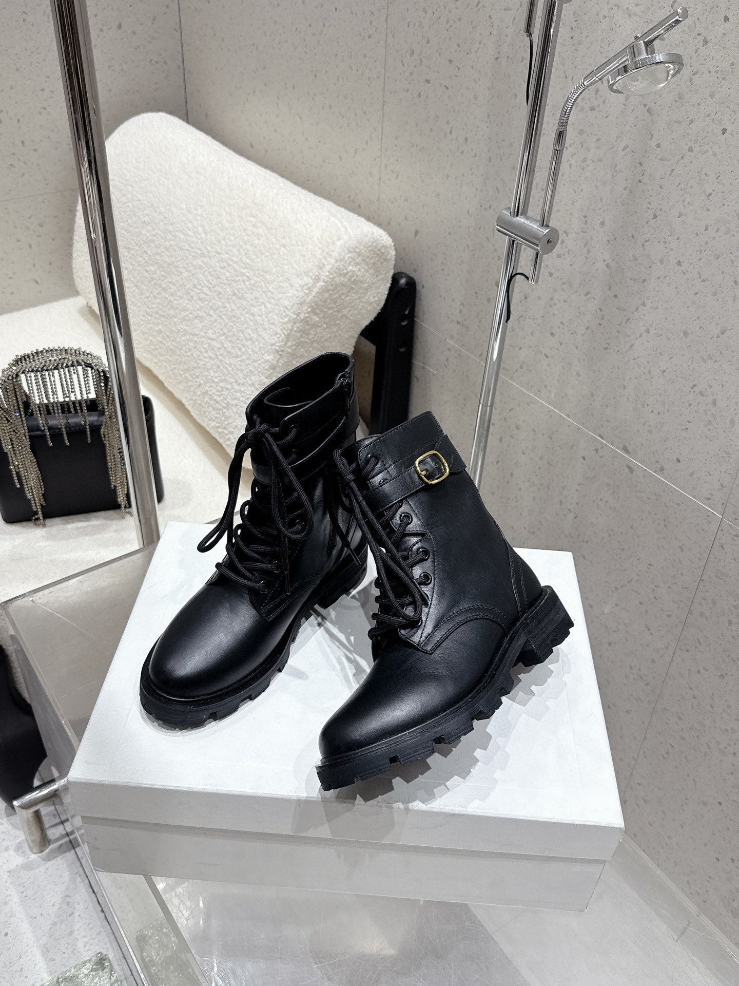 CELINE 26S MARTIN BOOTS IN BLACK CALFSKIN