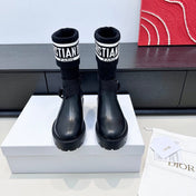 DIOR 26S D-MAJOR ANKLE BOOT IN BLACK CALFSKIN AND WOOL