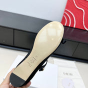DIOR 26S LOVELY-D BALLET FLAT IN BLACK SATIN WITH BOW