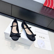 DIOR 26S LOVELY-D BALLET FLAT IN BLACK SATIN WITH BOW