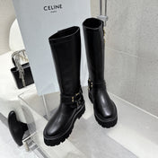 CELINE 26S KNEE-HIGH BOOTS IN BLACK CALFSKIN