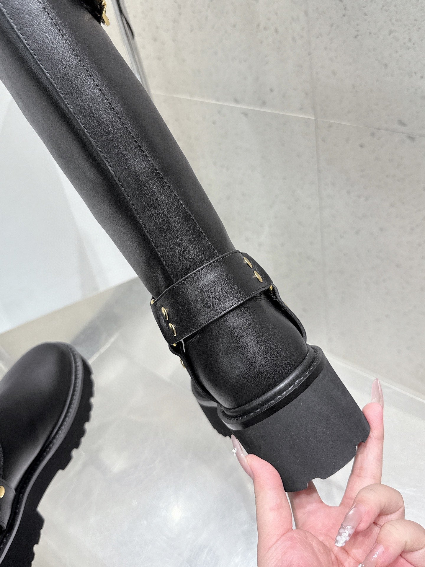 CELINE 26S KNEE-HIGH BOOTS IN BLACK CALFSKIN