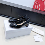 DIOR 26S MARY JANE PUMPS 45MM IN BLACK PATENT CALFSKIN GOLD HARDWARE