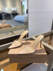 GIANVITO ROSSI 26S HEELED SANDALS 105 MM IN LIGHT NUDE CALFSKIN