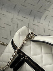 CHANEL 26S VANITY BAG 19 IN WHITE QUILTED LAMBSKIN SILVER HARDWARE