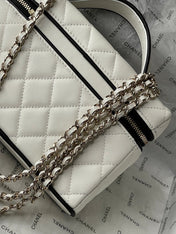 CHANEL 26S VANITY BAG 19 IN WHITE QUILTED LAMBSKIN SILVER HARDWARE