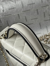 CHANEL 26S VANITY BAG 19 IN WHITE QUILTED LAMBSKIN SILVER HARDWARE