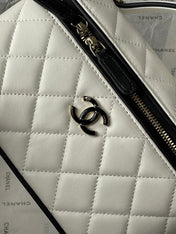 CHANEL 26S VANITY BAG 19 IN WHITE QUILTED LAMBSKIN SILVER HARDWARE