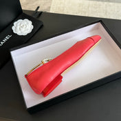 Double Strap Chunky Heel Mary Jane Shoes Red Pink