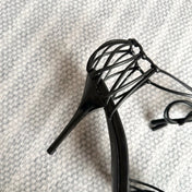 BABYLONE SANDALS 90 IN ALL BLACK LAMBSKIN