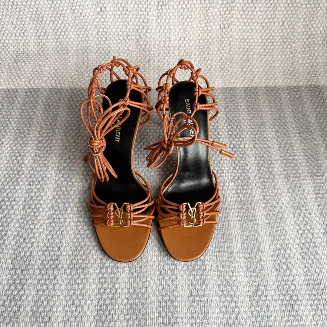 BABYLONE SANDALS 90 IN BLACK TAN LAMBSKIN