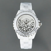 J12 Date 38mm Automatic White Ceramic Stainless Graffiti Limited
