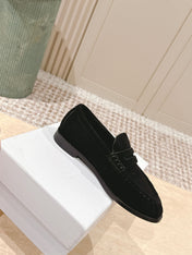 YSL 25S SAINT LAURENT LOAFERS IN BLACK SUEDE WITH SMALL LOGO