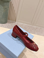 PRADA 26S MARY JANE 40MM IN DARK RED CALFSKIN WITH LOGO