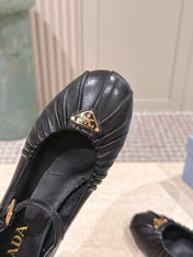 PRADA 26S MARY JANE 40MM IN BLACK CALFSKIN WITH LOGO