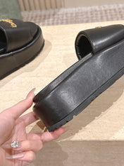 DIOR 26S PLATFORM SLIDE SANDALS 60 MM IN BLACK CALFSKIN