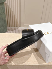DIOR 26S PLATFORM SLIDE SANDALS 60 MM IN BLACK CALFSKIN