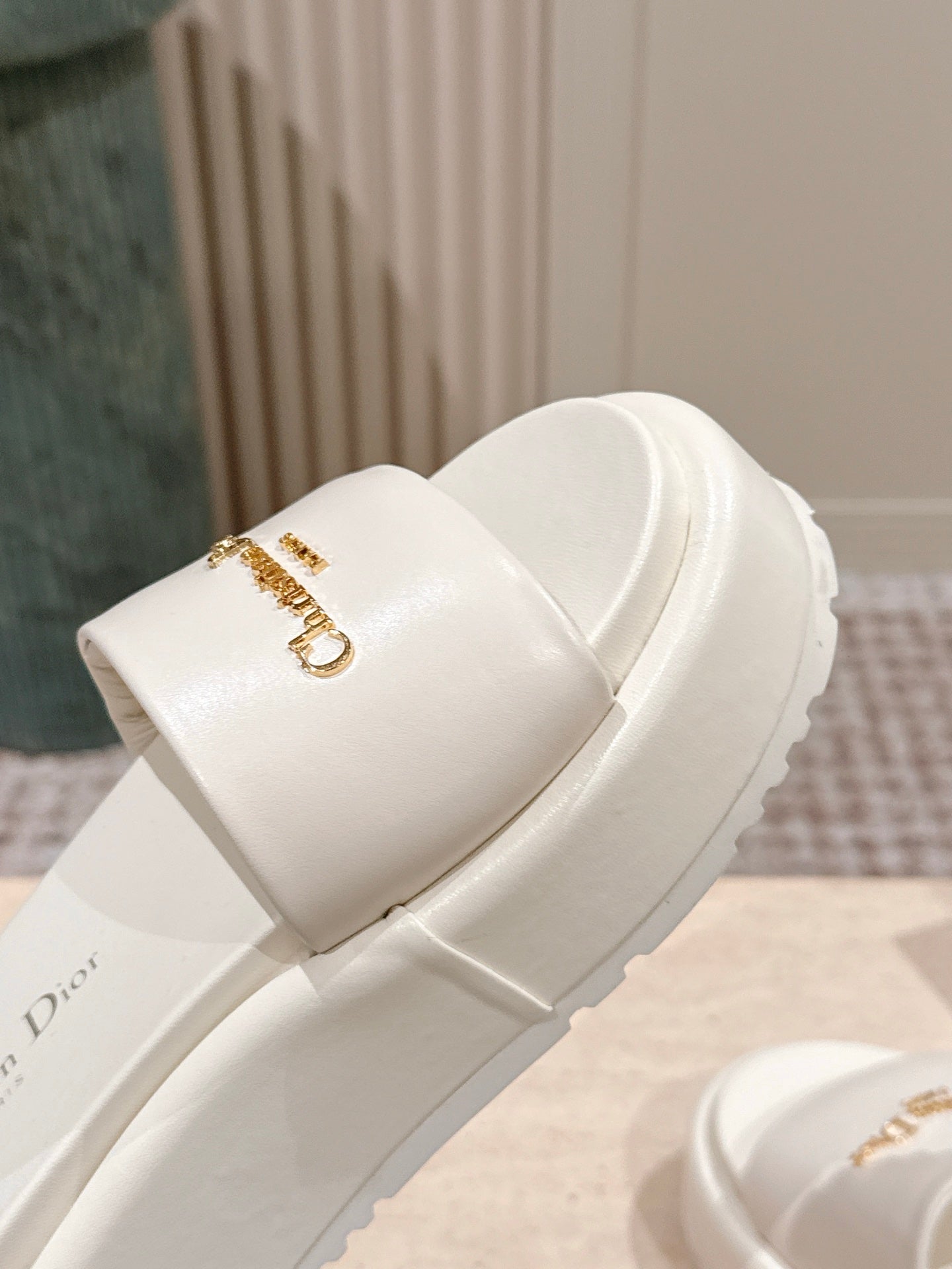 DIOR 26S PLATFORM SLIDE SANDALS 60 MM IN WHITE CALFSKIN