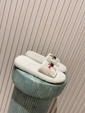 DIOR 26S SLIDE SANDALS IN BEIGE MONOGRAM EMBROIDERED CANVAS