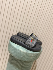 DIOR 26S SLIDE SANDALS IN GREY MONOGRAM EMBROIDERED CANVAS