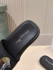 DIOR 26S SLIDE SANDALS IN BLACK MONOGRAM EMBROIDERED CANVAS