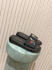 DIOR 26S SLIDE SANDALS IN BLACK MONOGRAM EMBROIDERED CANVAS